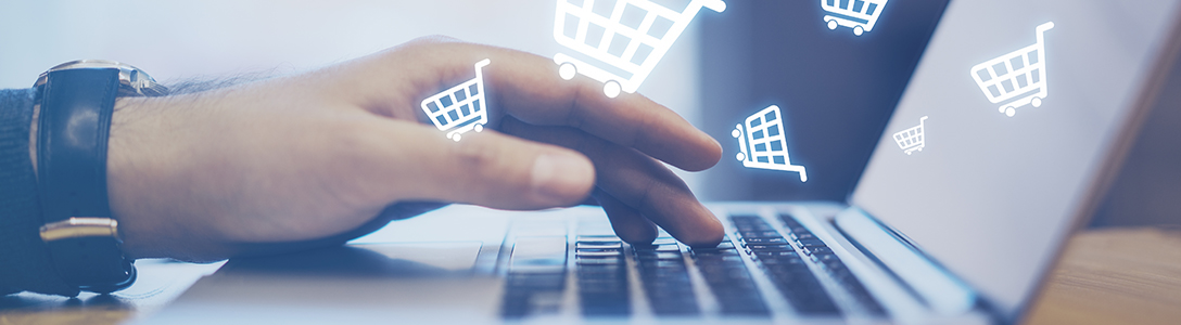 Man using laptop to order online Man using laptop to order online
