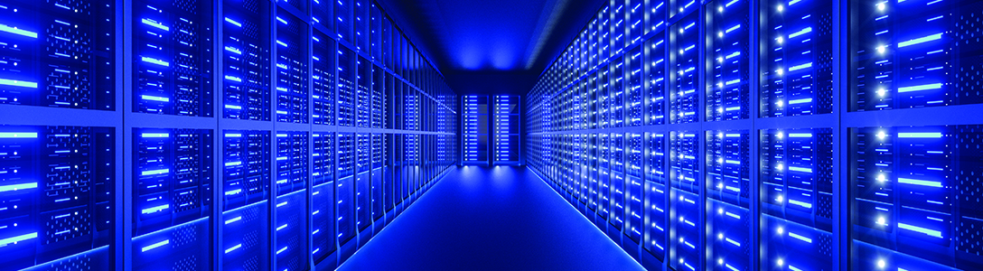 Row of data center server racks Row of data center server racks